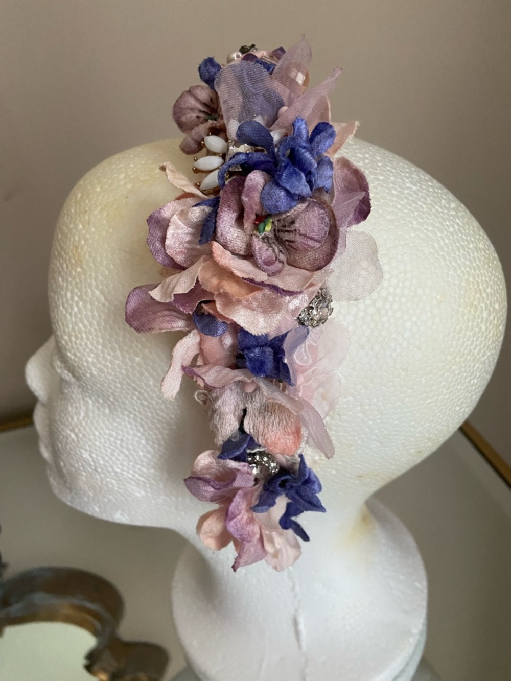 Handmade Floral Turban Headband in Pink & Purple Pastel